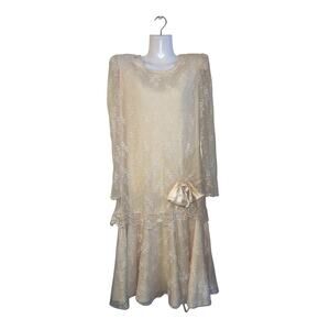 Vintage Barbara Chodos Michael Marcella Lace Dress Size 12 Flapper Wedding 80s